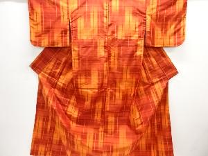 格子織り出し手織り節紬着物・道中着アンサンブル